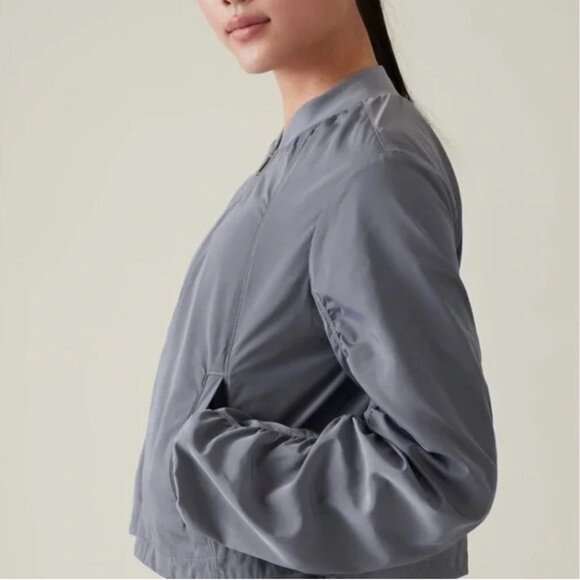 Athleta Women’s Wayfarer Bomber Jacket Coastline Blue size large - Picture 3 of 7